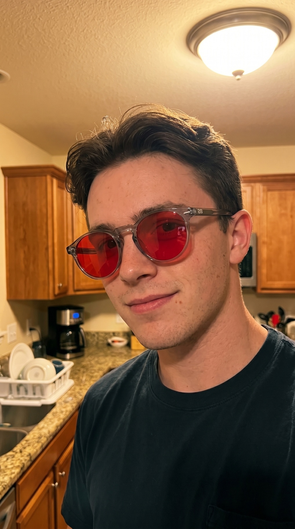 REM28 customer wearing glasses