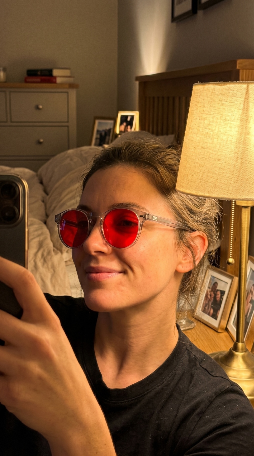 REM28 customer wearing glasses