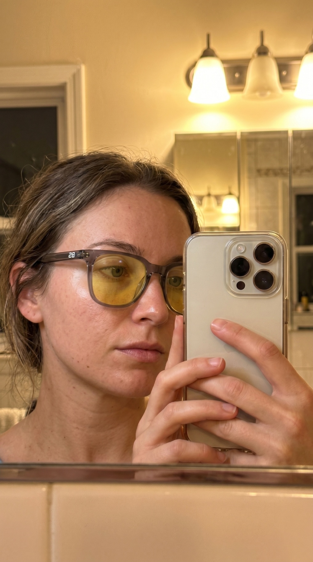 REM28 customer wearing glasses