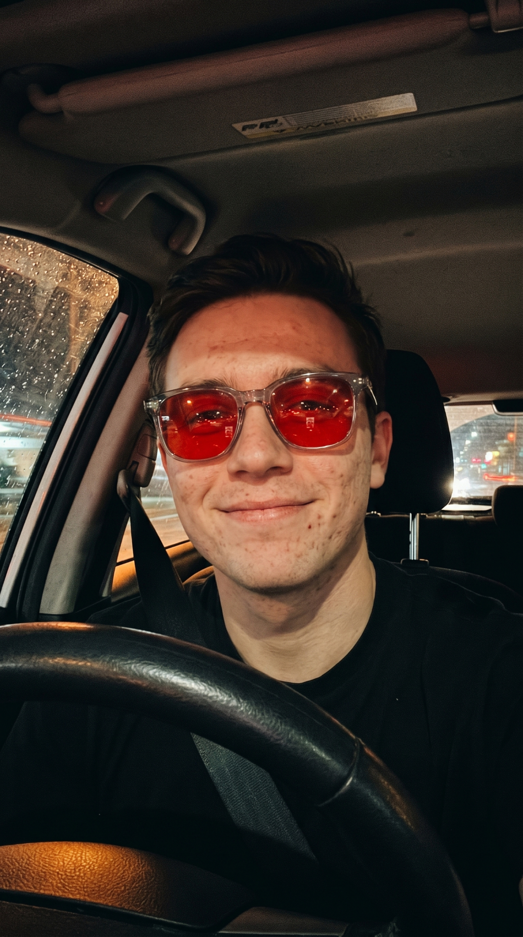 REM28 customer wearing glasses