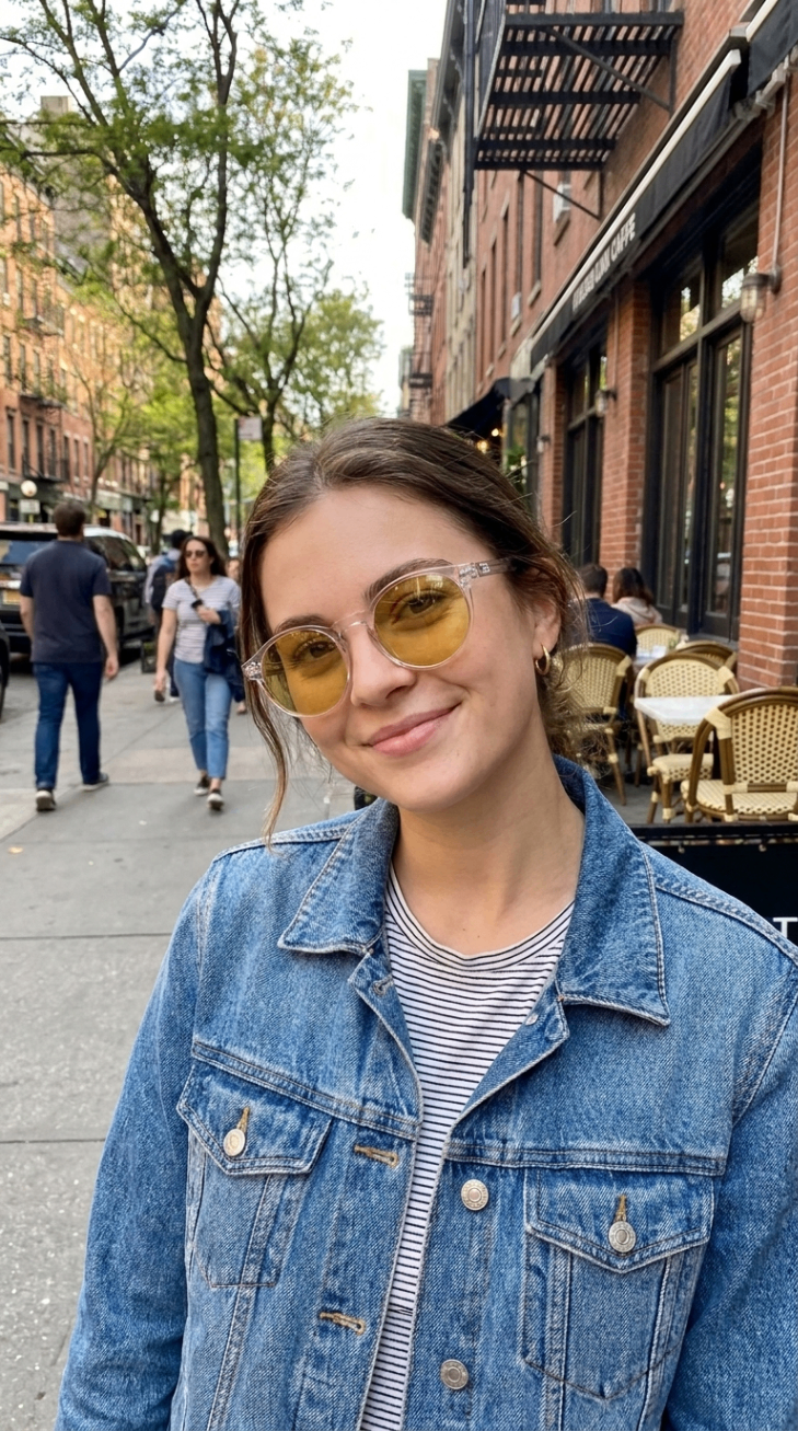 REM28 customer wearing glasses
