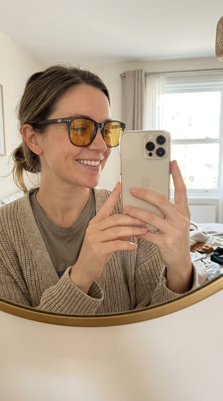 REM28 customer wearing glasses